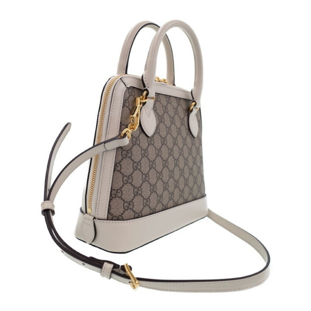 Gucci GG white canvas Horsebit Bag Supreme 1955 beige Top ebony Handle